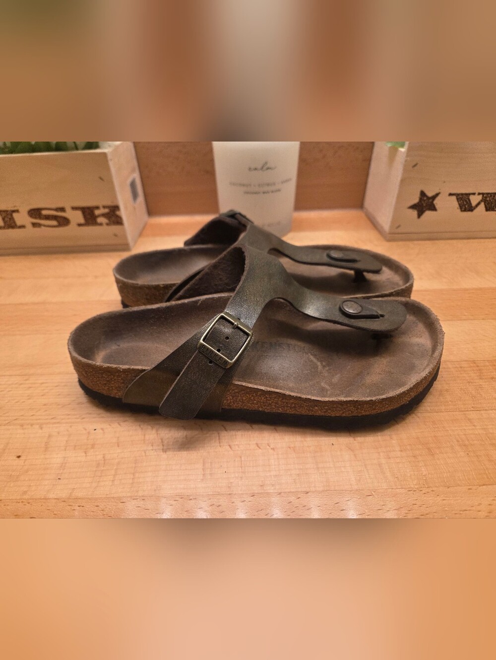 Birkenstock Gizeh Thong Sandals Bronze Birko-Flor Womens Size 37